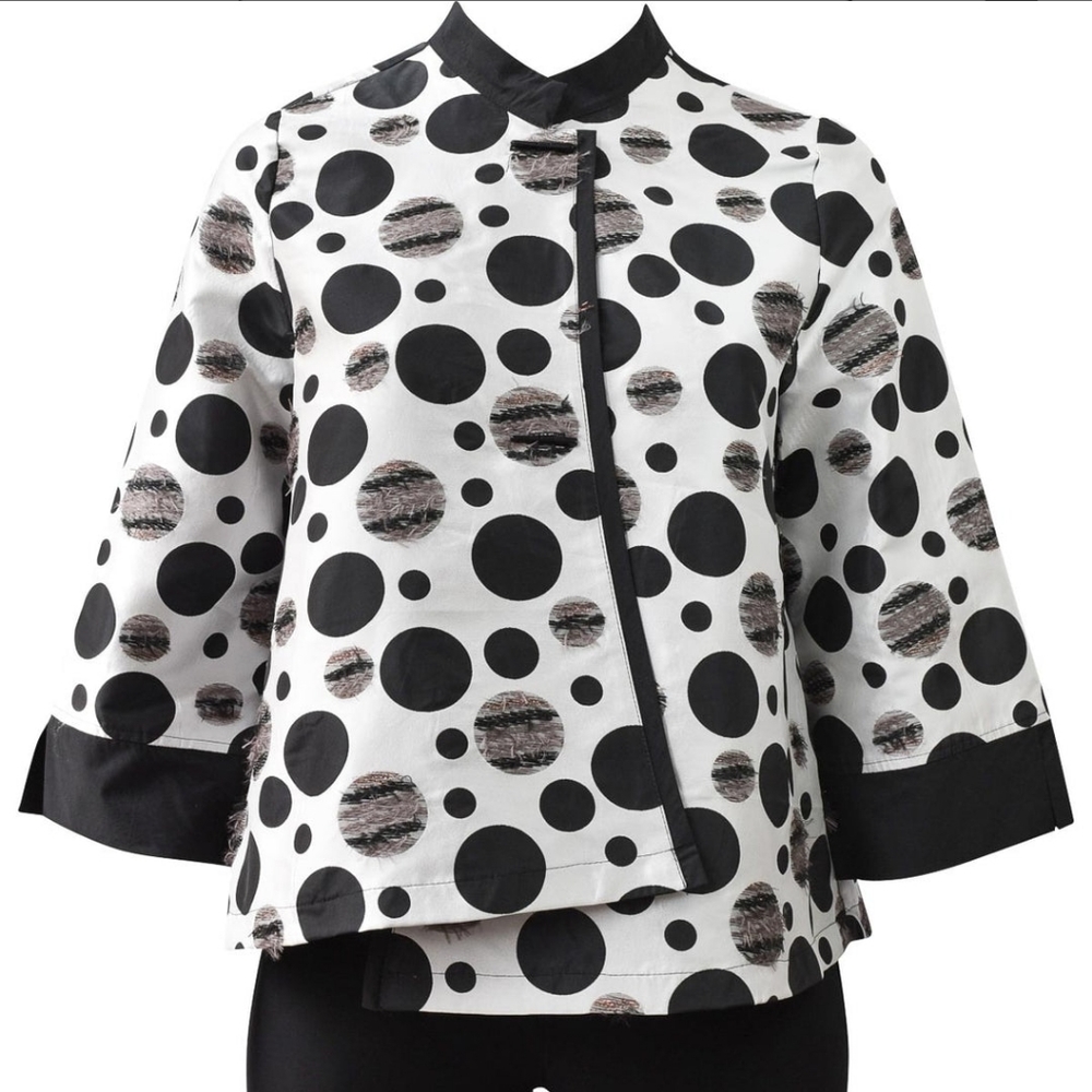 Nwt Moonlight Dot  Y&S Fashion Design Asymmetrical Button White/Black Jacket